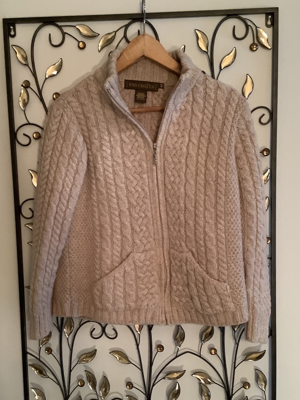Ivory Cable Knit Zip Sweater Jacket